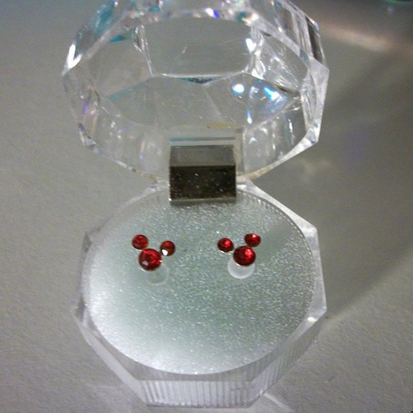 Jewelry - 🧡4 for $20 Mickey Mouse Ears Earrings Red Crystal Sterling Silver & Case